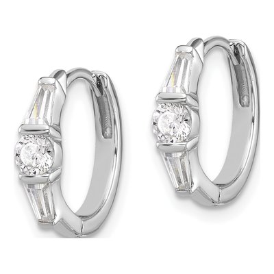 Sterling Silver 17mm CZ Huggie Hoop Earrings – view 3