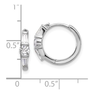Sterling Silver 17mm CZ Huggie Hoop Earrings – view 5
