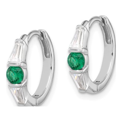 Sterling Silver 17mm CZ Huggie Hoop Earrings – view 3