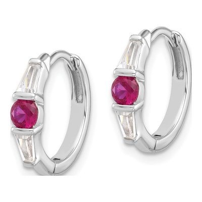 Sterling Silver 17mm CZ Huggie Hoop Earrings – view 3