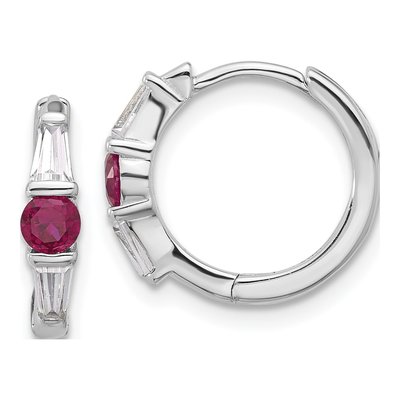 Sterling Silver 17mm CZ Huggie Hoop Earrings