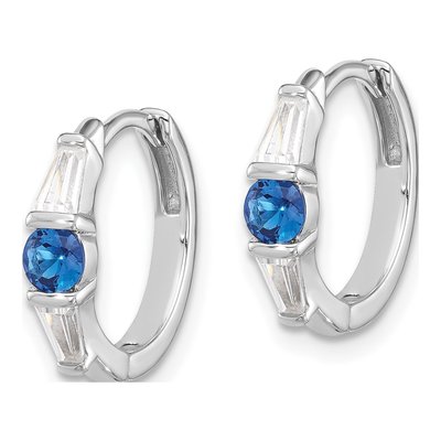 Sterling Silver 17mm CZ Huggie Hoop Earrings – view 3