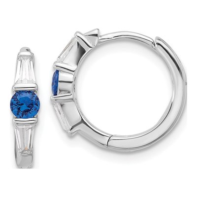 Sterling Silver 17mm CZ Huggie Hoop Earrings