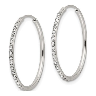 Sterling Silver 25mm CZ Endless Hoop Earrings – view 3