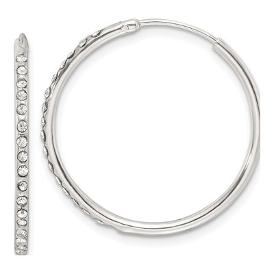 Sterling Silver 25mm CZ Endless Hoop Earrings