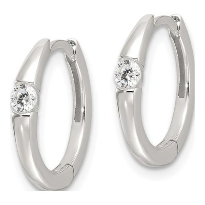 Sterling Silver 15mm CZ Huggie Hoop Earrings – view 3