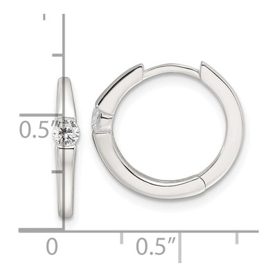 Sterling Silver 15mm CZ Huggie Hoop Earrings – view 4