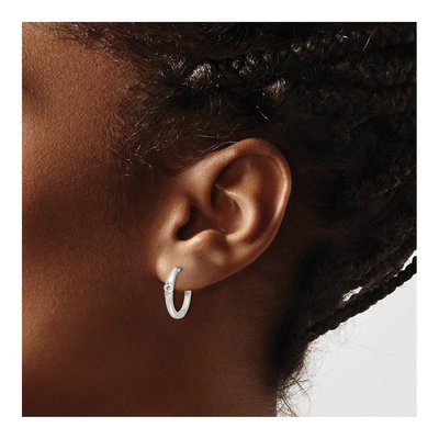 Sterling Silver 15mm CZ Huggie Hoop Earrings – view 5