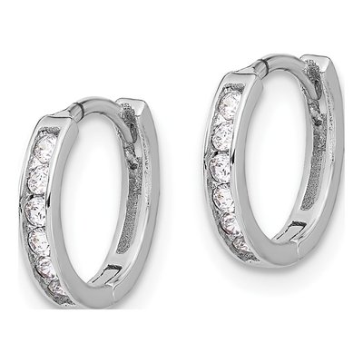 Sterling Silver 11mm CZ Huggie Hoop Earrings – view 3