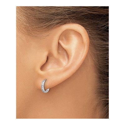 Sterling Silver 11mm CZ Huggie Hoop Earrings – view 4