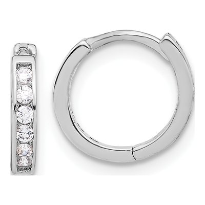 Sterling Silver 11mm CZ Huggie Hoop Earrings