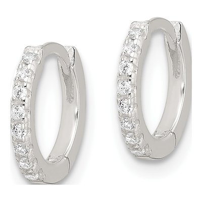 Sterling Silver 10mm CZ Huggie Hoop Earrings – view 3