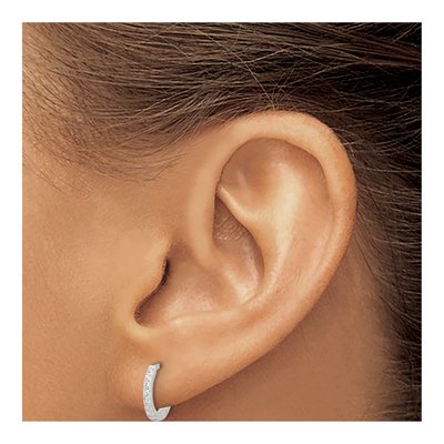Sterling Silver 10mm CZ Huggie Hoop Earrings – view 4