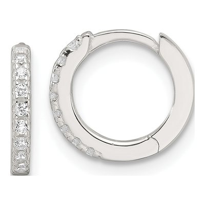 Sterling Silver 10mm CZ Huggie Hoop Earrings
