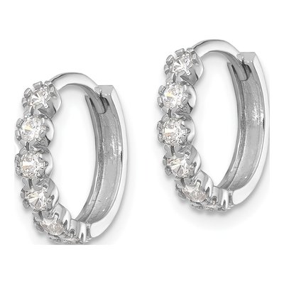 Sterling Silver 14mm CZ Huggie Hoop Earrings – view 3