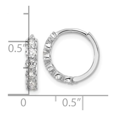 Sterling Silver 14mm CZ Huggie Hoop Earrings – view 5