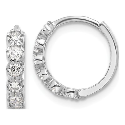 Sterling Silver 14mm CZ Huggie Hoop Earrings