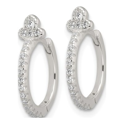 Sterling Silver 17mm CZ Huggie Hoop Earrings – view 3