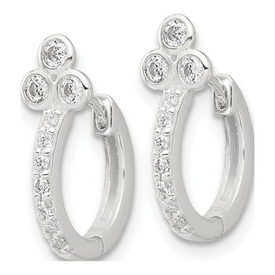 Sterling Silver 15mm CZ Huggie Hoop Earrings – view 3