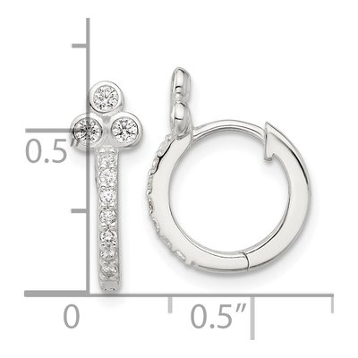 Sterling Silver 15mm CZ Huggie Hoop Earrings – view 5