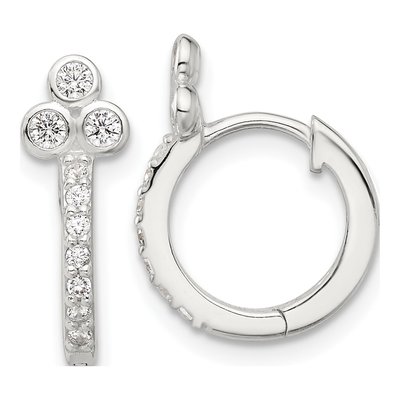 Sterling Silver 15mm CZ Huggie Hoop Earrings