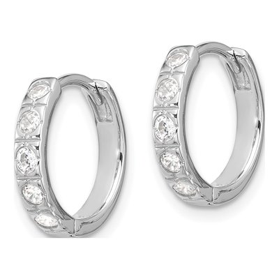Sterling Silver 14mm CZ Huggie Hoop Earrings – view 3