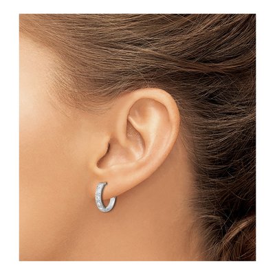 Sterling Silver 14mm CZ Huggie Hoop Earrings – view 4