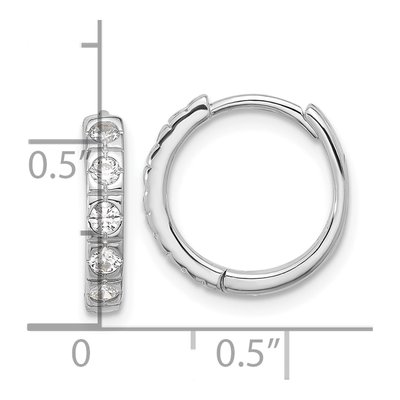 Sterling Silver 14mm CZ Huggie Hoop Earrings – view 5