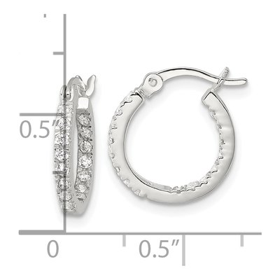 Sterling Silver 16mm CZ Inside-Out Round Hoop Earrings – view 5