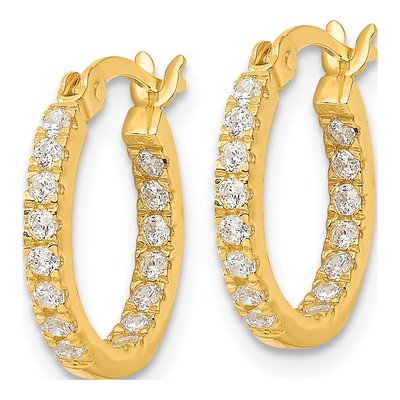 Gold-Plated Sterling Silver 16mm CZ Inside-Out Hoop Earrings – view 3