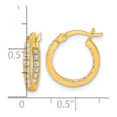 Gold-Plated Sterling Silver 16mm CZ Inside-Out Hoop Earrings – view 5