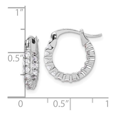 Sterling Silver 15mm CZ Inside-Out Hoop Earrings – view 5