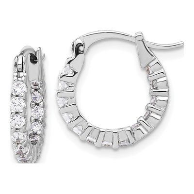 Sterling Silver 15mm CZ Inside-Out Hoop Earrings