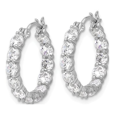 Sterling Silver 18mm CZ Inside-Out Hoop Earrings – view 3