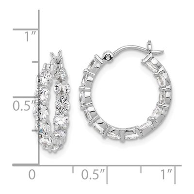 Sterling Silver 18mm CZ Inside-Out Hoop Earrings – view 5