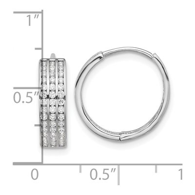 Sterling Silver 16mm CZ 3-Row Huggie Hoop Earrings – view 5
