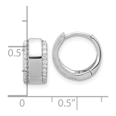 Sterling Silver 12mm CZ Edged Huggie Hoop Earrings – view 5