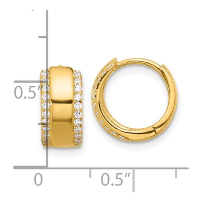 Sterling Silver Gold-Tone CZ Hinged Hoop Earrings – view 5