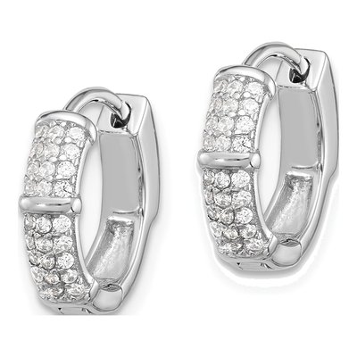 Sterling Silver 14mm CZ Huggie Hoop Earrings – view 3