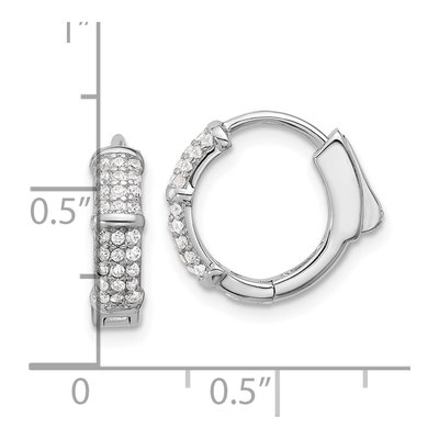 Sterling Silver 14mm CZ Huggie Hoop Earrings – view 5