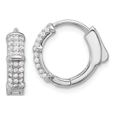 Sterling Silver 14mm CZ Huggie Hoop Earrings