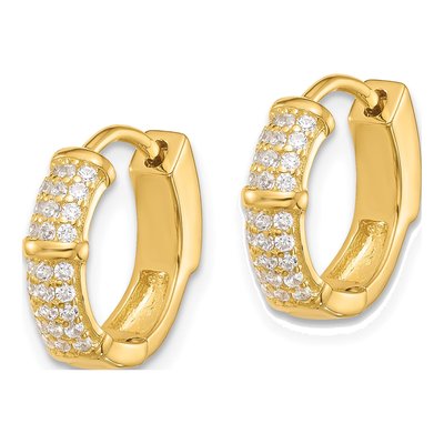 Gold-Plated Sterling Silver 14mm CZ Huggie Hoop Earrings – view 3