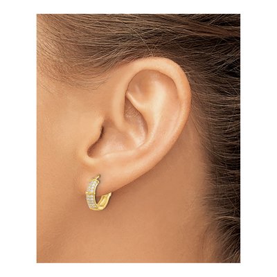 Gold-Plated Sterling Silver 14mm CZ Huggie Hoop Earrings – view 4