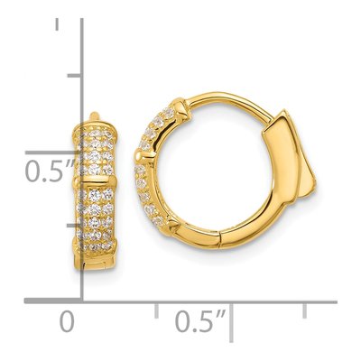 Gold-Plated Sterling Silver 14mm CZ Huggie Hoop Earrings – view 5