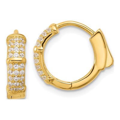 Gold-Plated Sterling Silver 14mm CZ Huggie Hoop Earrings