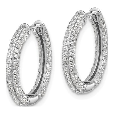 Sterling Silver 19mm CZ Pave Huggie Hoop Earrings – view 3