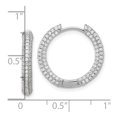 Sterling Silver 19mm CZ Pave Huggie Hoop Earrings – view 5