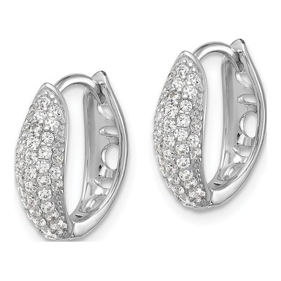 Sterling Silver 15mm CZ Pave Huggie Hoop Earrings – view 3