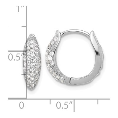 Sterling Silver 15mm CZ Pave Huggie Hoop Earrings – view 5
