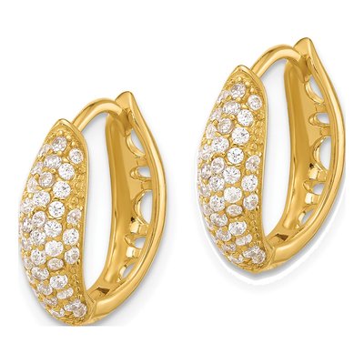 Gold-Plated Sterling Silver 15mm CZ Pave Huggie Hoop Earrings – view 3